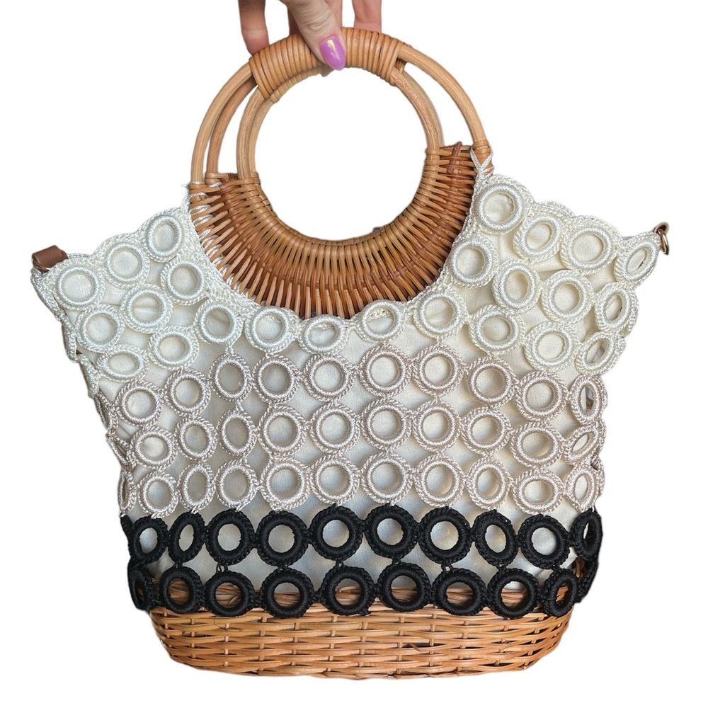 INC Boho Chic Wicker Vacation Straw Bag